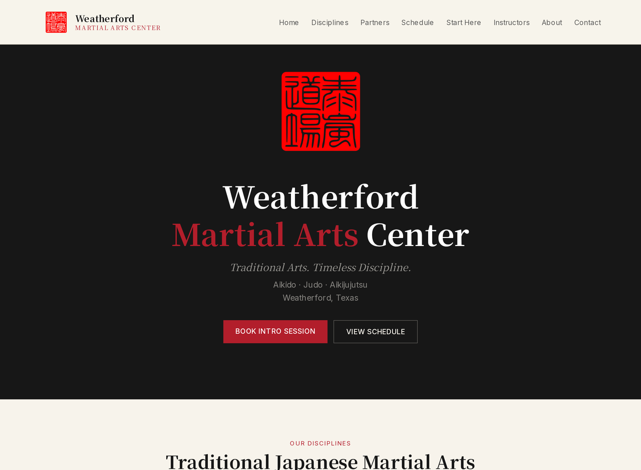 Weatherford Martial Arts Center, website by Nathan Himes